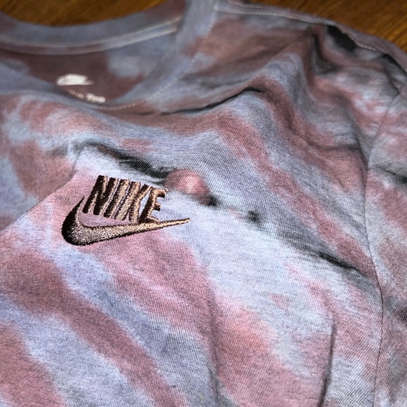 Nike Tee Long Sleeve Gray, Brown Black Stripe Tie-Dye Shirt Black Logo Size L - Picture 9 of 11